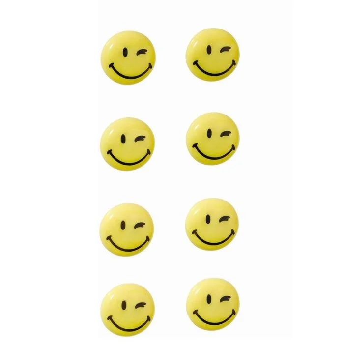 Aimants SMILEY 20 mm - Jaune et Noir FRANKEN Lot de 8