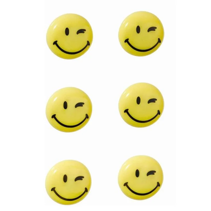 Lot de 6 Aimants SMILEY 30 mm - Jaune et Noir FRANKEN