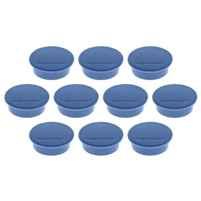 Lot de 10 Aimants ronds - 40 mm - Bleu foncé MAGNETOPLAN