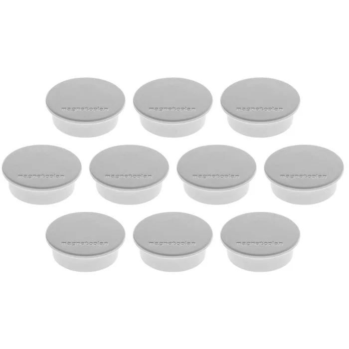Lot de 10 Aimants ronds - 40 mm - Gris MAGNETOPLAN