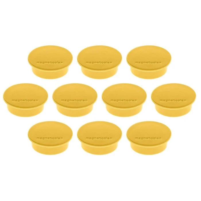 Lot de 10 Aimants ronds - 40 mm - Jaune MAGNETOPLAN