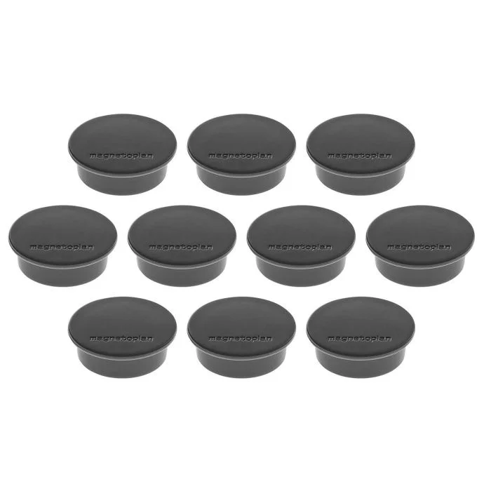 Lot de 10 Aimants ronds - 40 mm - Noir MAGNETOPLAN