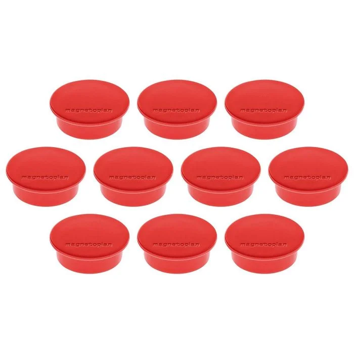 Lot de 10 Aimants ronds - 40 mm - Rouge MAGNETOPLAN