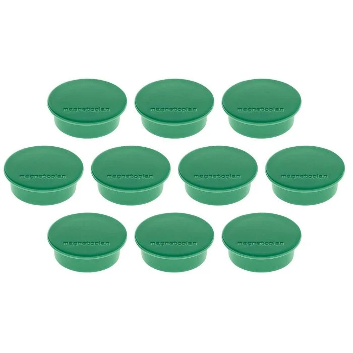 Lot de 10 Aimants ronds - 40 mm - Vert MAGNETOPLAN