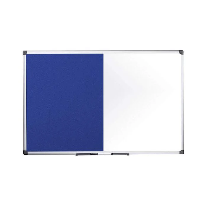 Tableau duo blanc magnétique et feutre bleu - 600 x 450 mm BI-OFFICE