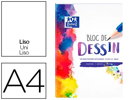 Bloc dessin oxford 210x297mm 100p perforées 90g