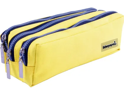 Trousse scolaire liderpapel large rectangulaire 3 compartiments 185x80x70mm coloris jaune