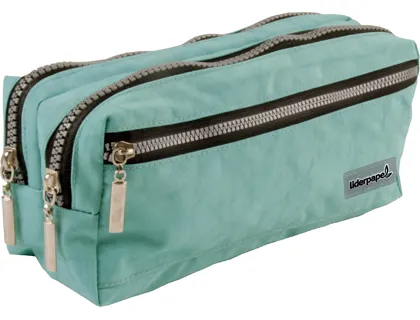 Trousse scolaire liderpapel large rectangulaire 3 compartiments 210x80x85mm coloris turquoise