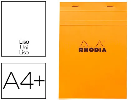 Bloc bureau rhodia A4+ papier vélin surfin couverture enduite enveloppante 210x297mm 80f détachables 80g orange