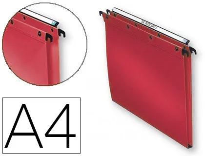 Dossier suspendu l'oblique polypro ultimate 5/10e tiroir entraxe 330mm h250mm fond 15 rouge cerise pack 10 unités