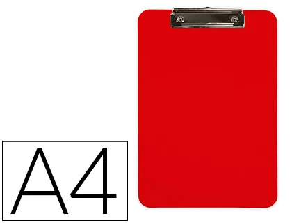 Porte-bloc Q-Connect plastique rigide epaisseur 2.5mm A4 210x297mm pince metallique coloris rouge