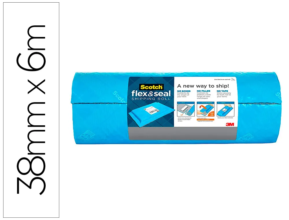 Rouleau d emballage pour expedition 3m flex and seal adhesif sans coller 38cmx6m