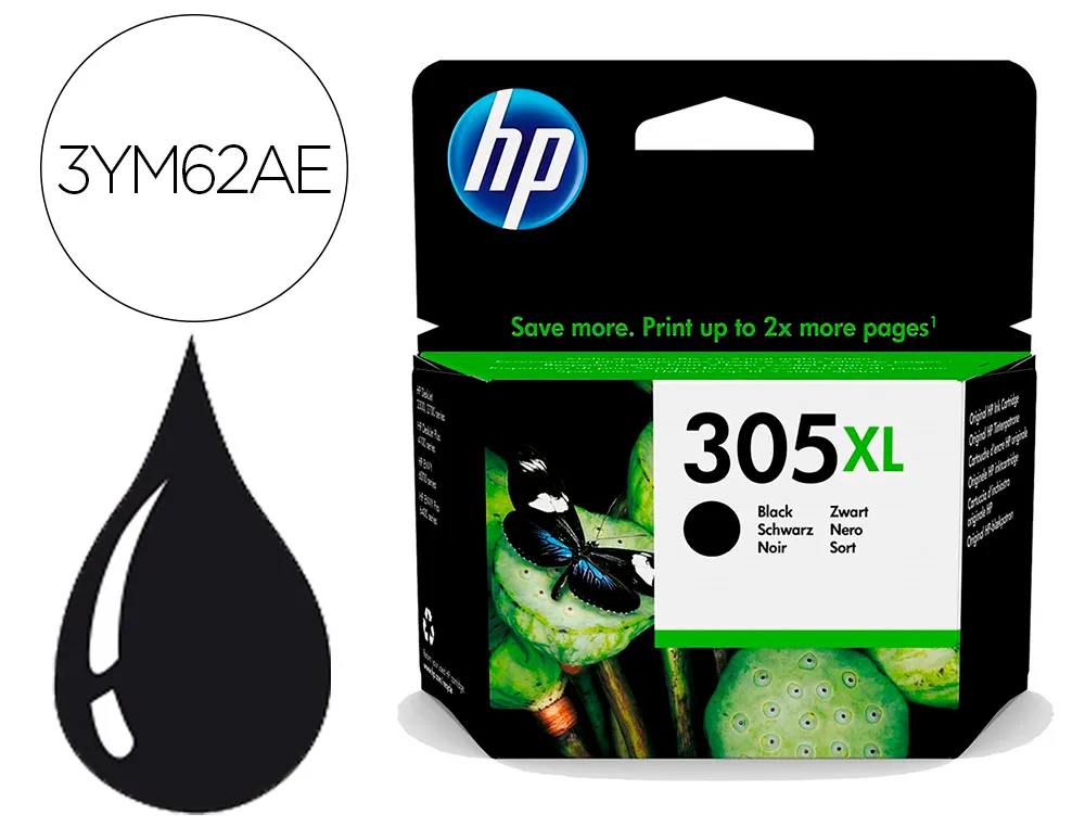 Cartouche d'encre HP 305xl pour HP envy 6010/22/30/32 et deskjet noire 2710/2720/2721/2722/2723/2724