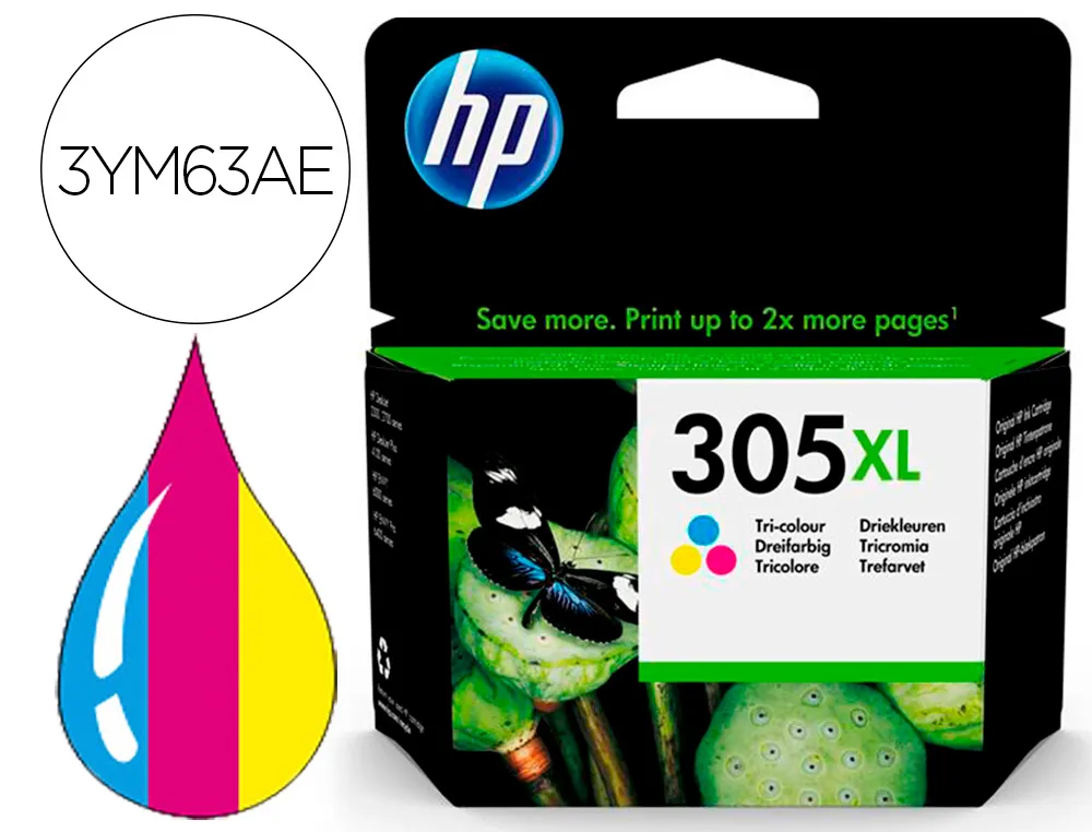 Cartouche d'encre HP 305xl pour HP envy 6010/22/30/32 et deskjet cyan, magenta, jaune 2710/2720/2721/2722/2723/2724