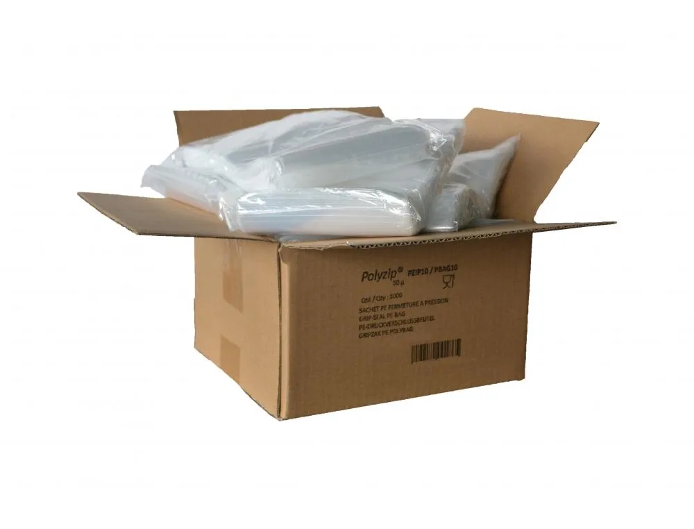 Sachet transparent ecoclip polyethylene basse densite fermeture zip trou pbag20 6mm 30x40cm 1000 unites