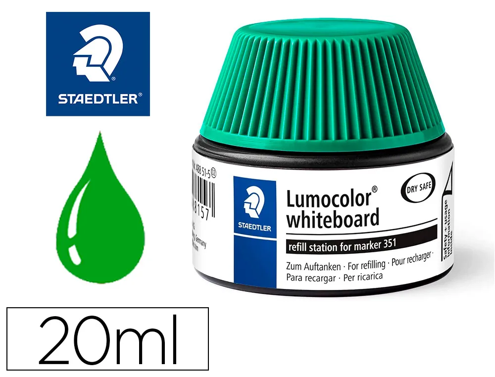Recharge marqueur permanent staedtler lumocolor 488 48 pour marqueurs compacts 348 flacon 20ml coloris vert