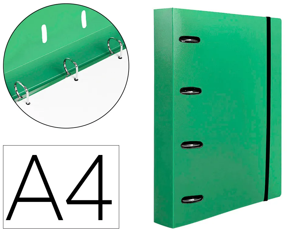Classeur liderpapel 4 anneaux en d 25mm A4 polypropylene feuillets mobiles 100f 5x5mm coloris menthe