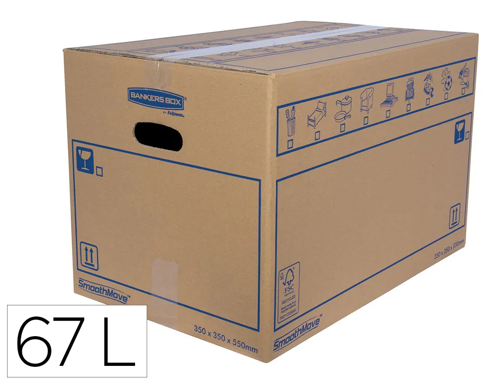 Caisse demenagement fellowes montage manuel charge moyenne capacite 67l