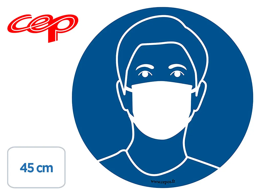 Stickers cep de signalisation port du masque obligatoire pose au sol diametre 45cm