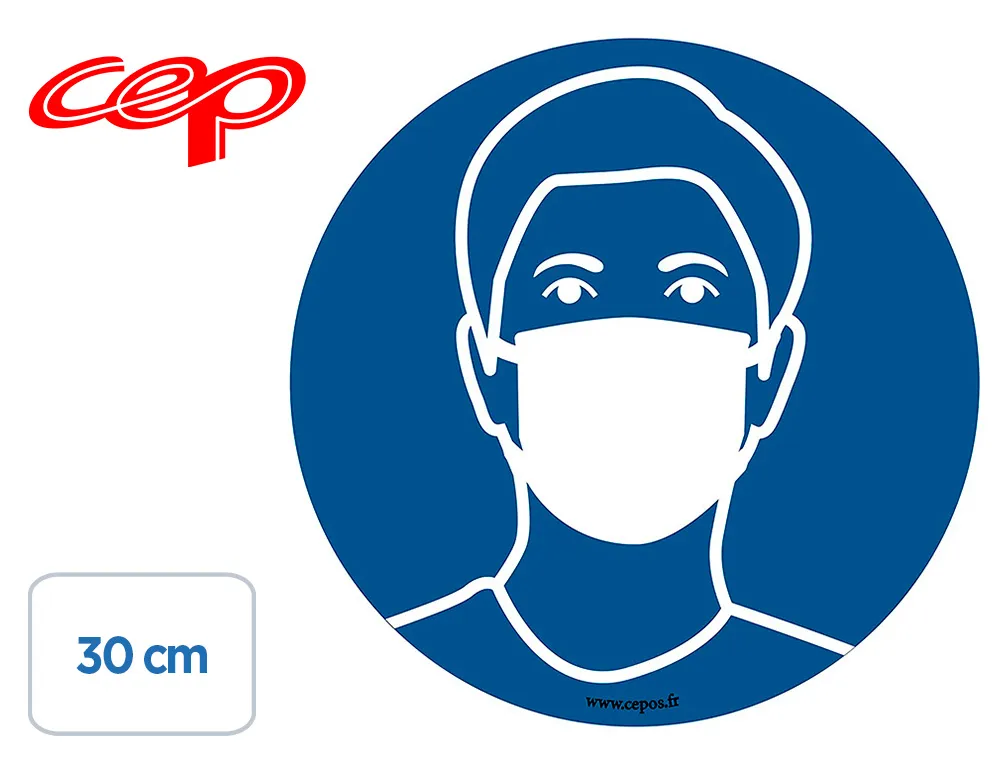 Stickers cep de signalisation port du masque obligatoire mural diametre 30cm