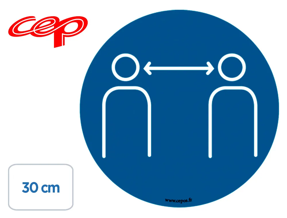 Stickers cep de signalisation respecter les distances de securite mural diametre 30cm