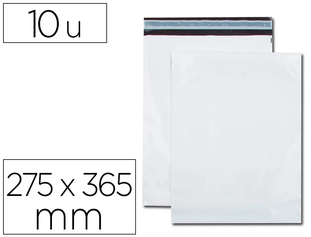 Pochette gpv polyethylene adhesive 275x365 blanc/noir paquet de 10