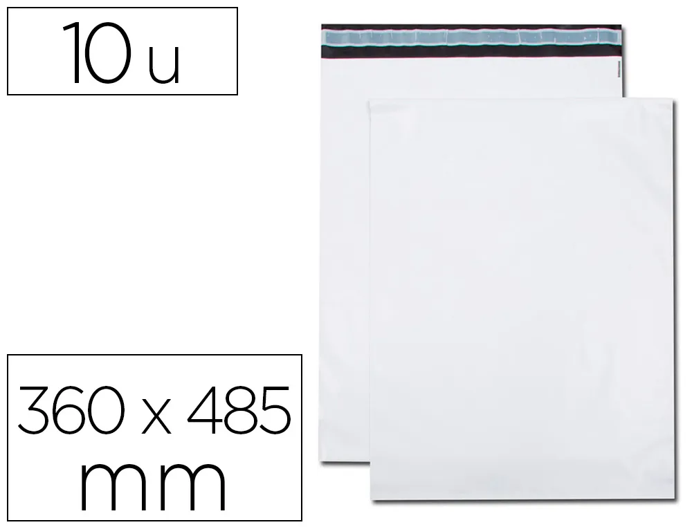 Pochette gpv polyethylene adhesive 360x485 blanc/noir paquet de 10