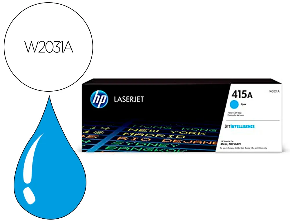 Cartouche d'encre HP 415a pour HP color laserjet pro m454 mfp m479 cyan 2100p