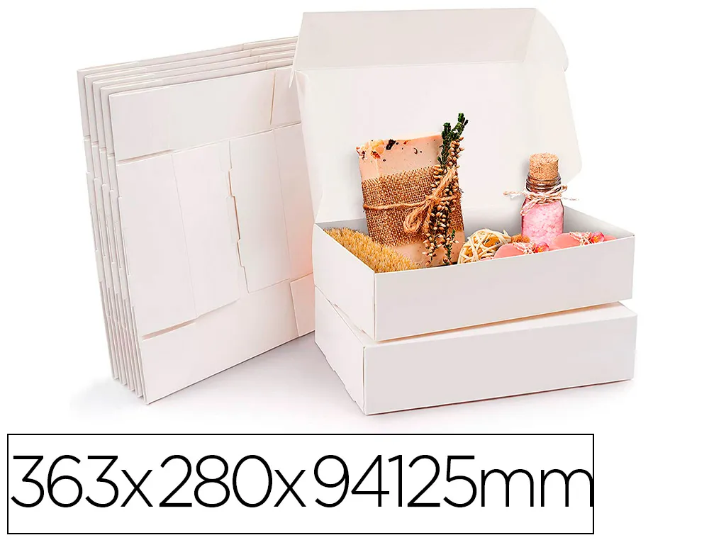 Boite expedition cadeau kraft blanc interieur et exterieur 363x280x94125mm lot de 2 boites