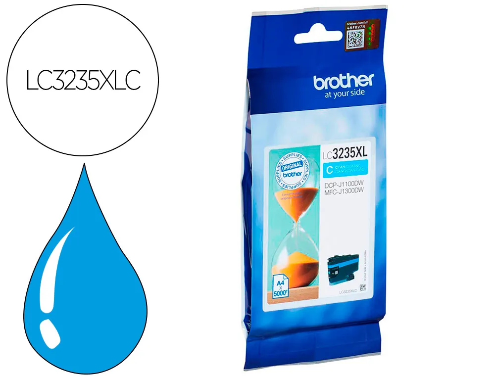 Cartouche brother jet d'encre lc3235xlcy couleur cyan 50000 pag