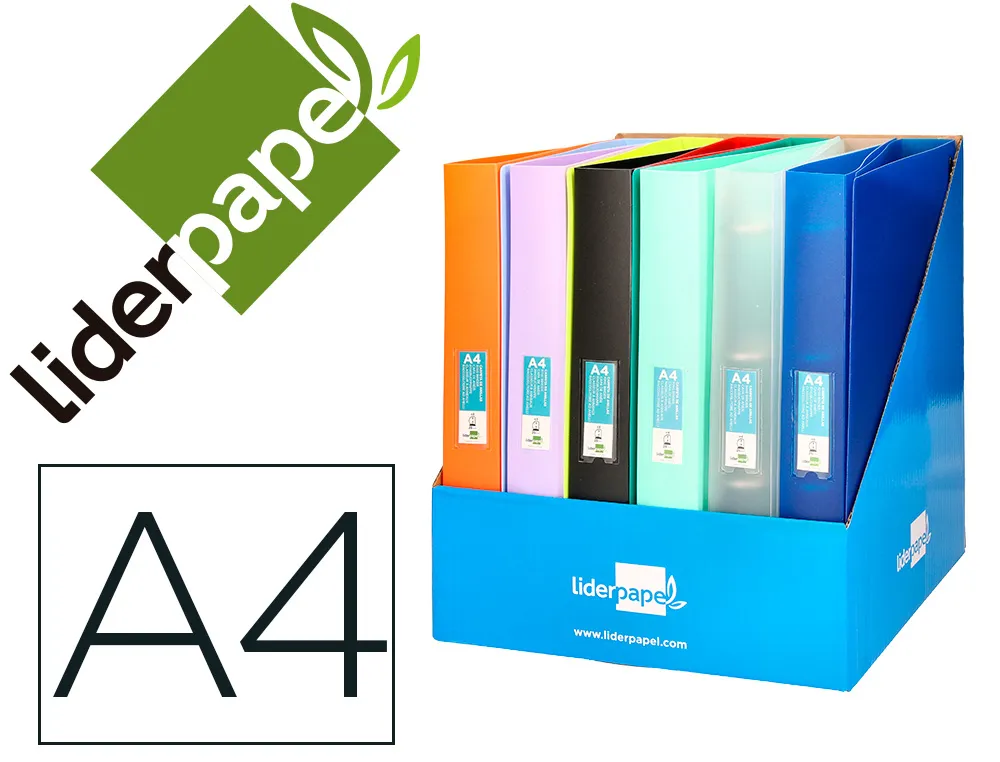 Presentoir de 12 classeurs 25mm A4 260x315mm polypropylene dos 40mm porte-cartes visite