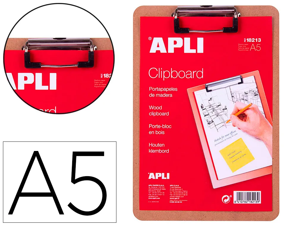 Porte-bloc apli en bois format A5