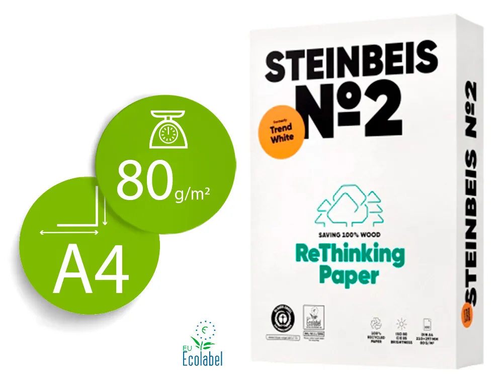Papier steinbeis recyclé multifonction n 2- 80 gr A4 blanc