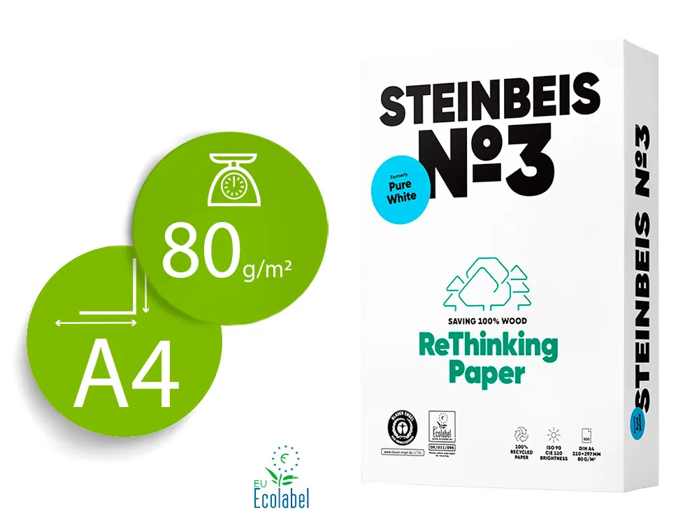 Papier steinbeis recyclé multifonction n 3 - 80 gr A4 blanc