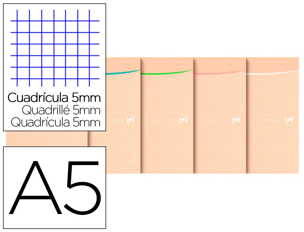 Bloc oxford touareg agrafe A5 160 pages 80g 5x5 recyclé