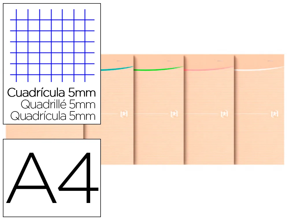 Bloc oxford touareg agrafe A4 160 pages 80g 5x5 recyclé