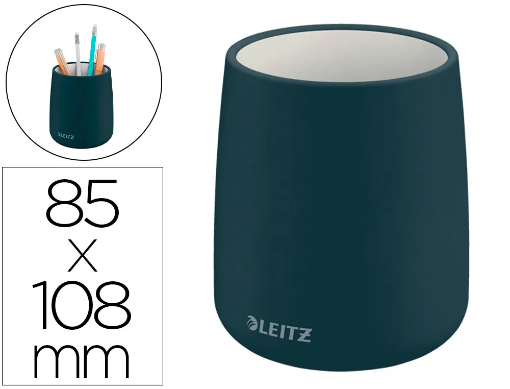 Pot a crayon leitz cosy ceramique gris 108mm diametre 85mm