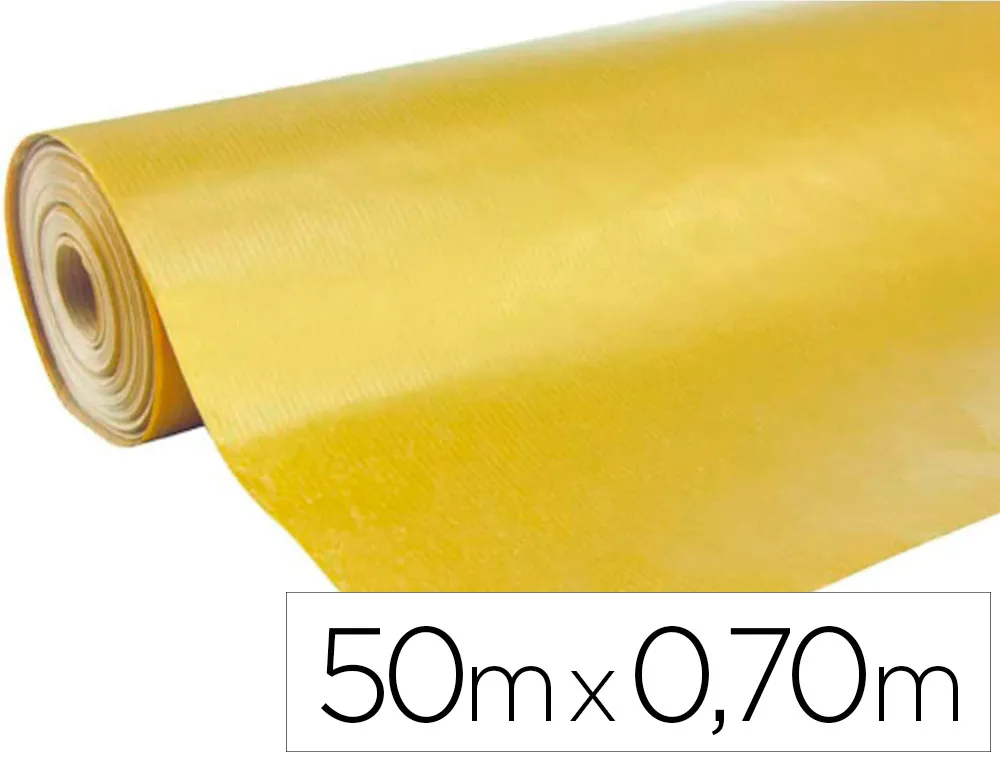 Rouleau papier cadeau kraft vergé aux motifs or 50m x 0,70m 60g.