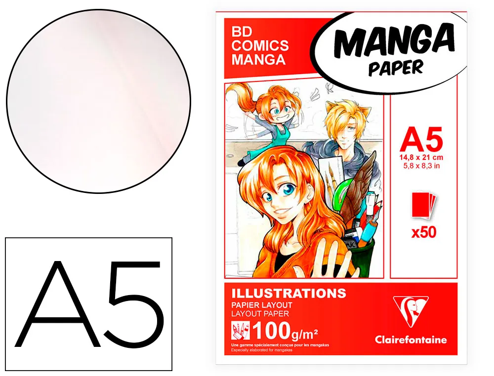 Bloc manga clairefontaine A5 coll 14,8x21 100gr 50 f