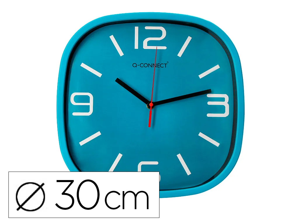 Horloge q-connect murale plastique mouvement silencieux diametre 30 cm coloris bleu