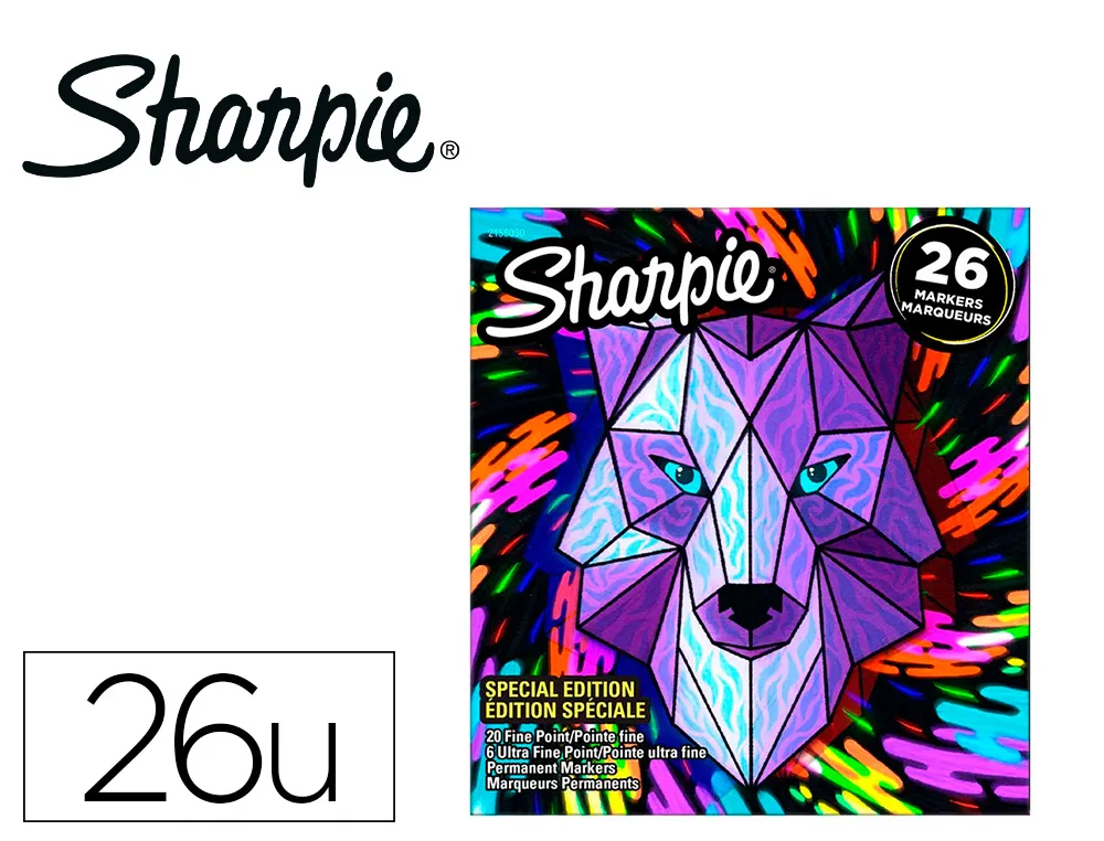 Marqueur permanent sharpie blister20 pointes fines 6 ultra fines 26 coloris grande boite