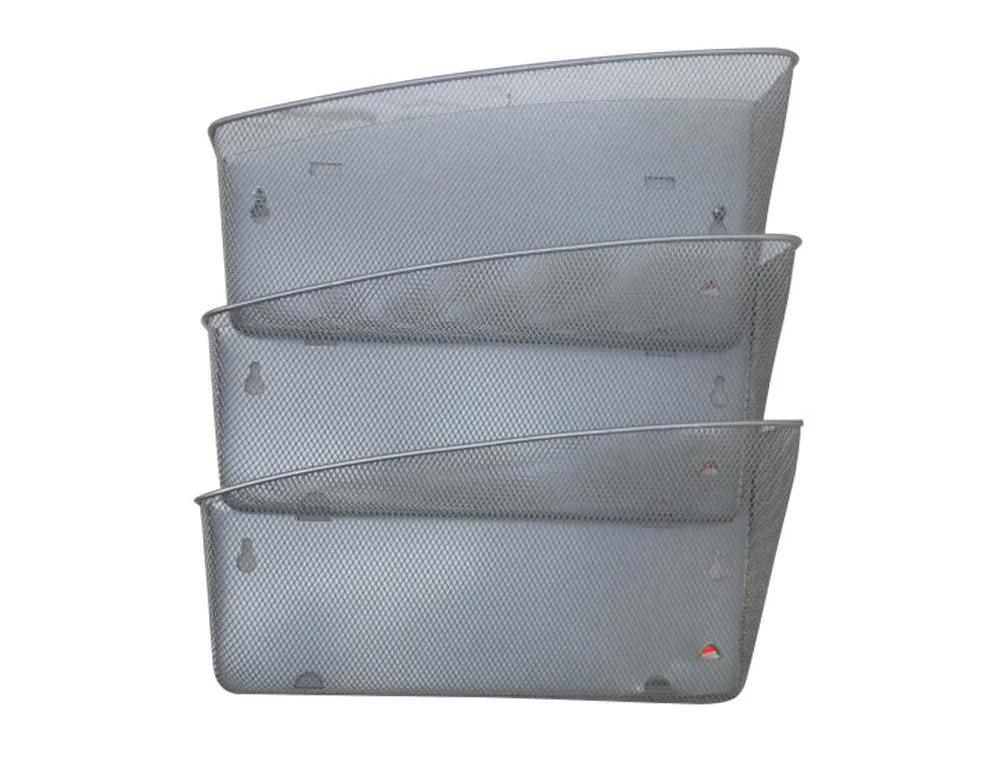 Corbeille murale alba magnetique metal mesh coloris gris lot 3 unites
