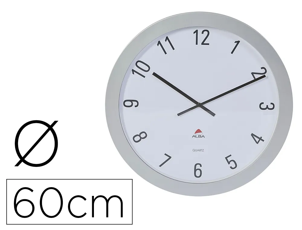 Horloge alba murale geante diam. 60cm coloris gris fond blanc