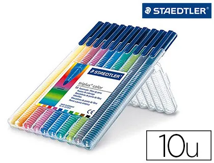 Feutre coloriage staedtler triplus color encre dry safe pointe bloquée étui chevalet couleurs vives pochette 10 unités
