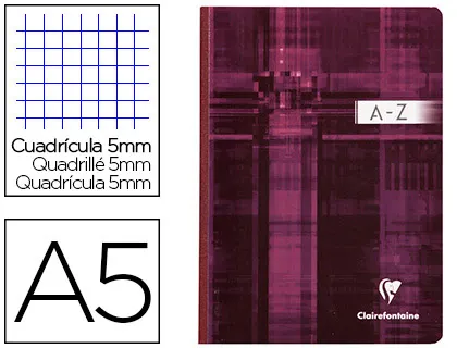 Répertoire clairefontaine brochure souple papier vélin velouté couverture lavable A5 148x210mm 192 pages 90g 5x5mm