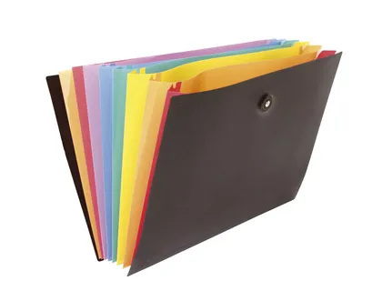 Trieur viquel rainbow class pp 8/10e 350x245mm 8 positions extensible fermeture bouton riveté élastique coloris noir