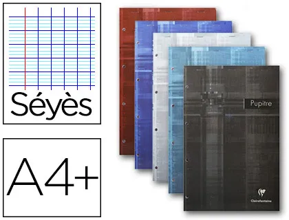 Bloc-notes pupitre clairefontaine couverture pelliculée agrafé en tête A4 90g 280 pages détachables seyes
