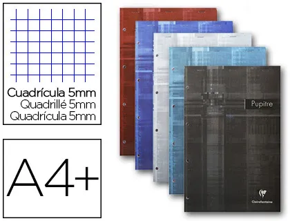 Bloc-notes pupitre clairefontaine couverture pelliculée agrafé en tête A4 90g 280 pages détachables 5x5mm
