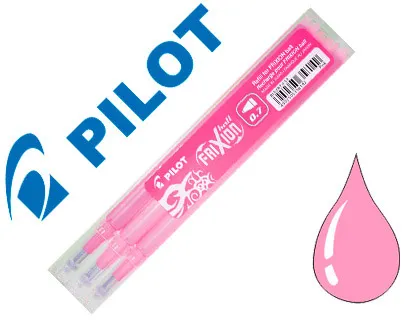 Recharge roller pilot frixion ball écriture moyenne 0.5mm encre effaçable coloris rose set de 3 unités