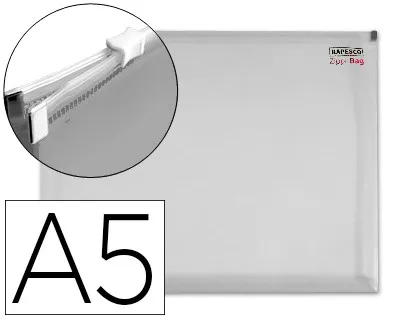 Chemise rapesco 422g A4 210x297mm zip transparent lot 5 unités